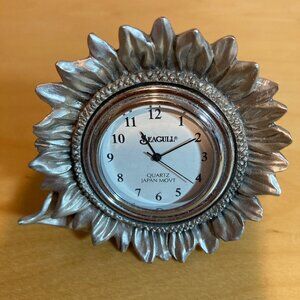 Sunflower Seagull Canadian Pewter Clock, Nova Scotia Handmade